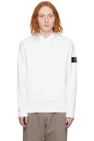 Stone Island White Garment-Dyed Hoodie