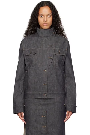 Courrèges Gray Motorcycle Denim Jacket