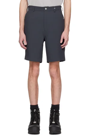 C2H4 Gray Button Tab Shorts