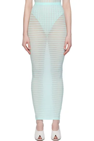Alaïa Blue Striped Tube Midi Skirt