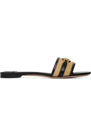 Tom Ford Black & Beige Raffia Smooth Calf Sandals