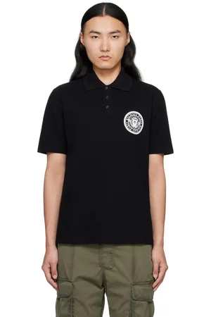 Balmain Black Cotton Coin Print Polo
