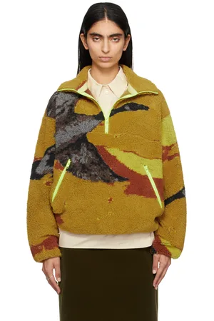 Conner Ives Khaki Recycled Fleece 1/2 Zip Sweater