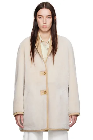 Calvin Klein Beige Halo Shearling Coat