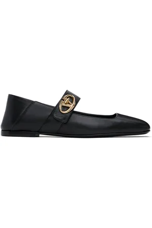 VALENTINO GARAVANI Black VLogo Locker Mary-Jane Ballerina Flats