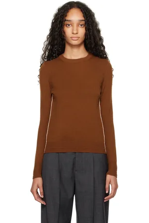 MARIA MCMANUS Brown Featherweight Crew Sweater