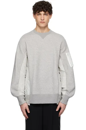 SACAI Gray Sponge Sweat x Nylon Twill Pullover Sweatshirt