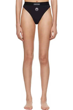 Marine Serre Black Organic Cotton High Waisted Briefs