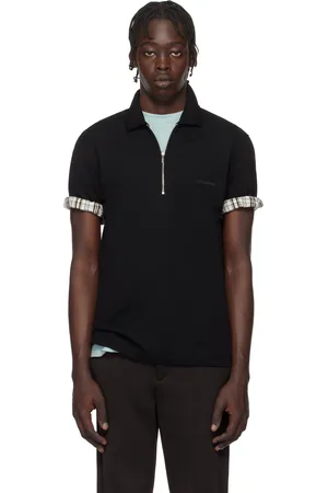 Salvatore Ferragamo Black Zip Collar Polo