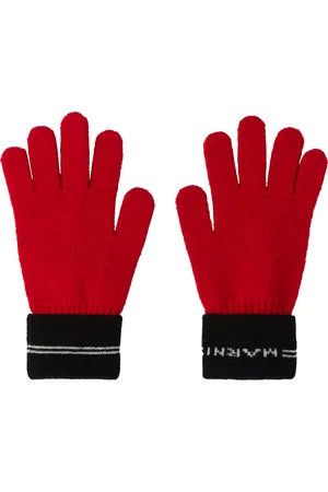 Marni Kids Red Knit Wool Mix Stripe Gloves