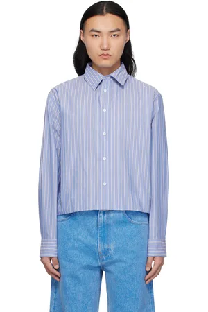 Marni Blue & Off-White Poplin Stripe Long Sleeve Shirt