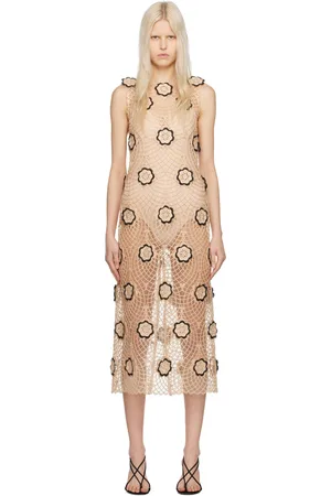 Beaufille Beige & Black Zelle Midi Dress