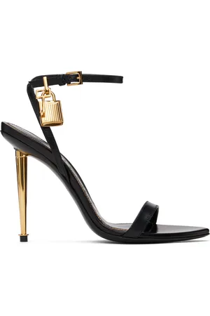 Tom Ford Black Padlock Pointy Naked Heeled Sandals