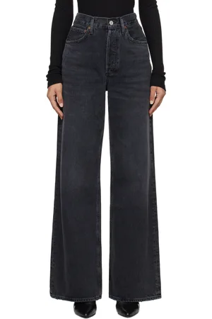 AGOLDE Black Dame High Rise Wide Leg Jeans