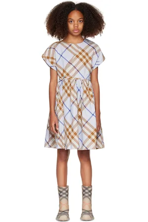 Burberry Kids Blue Check Cotton Dress