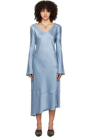 Acne Studios Blue V-Neck Maxi Dress