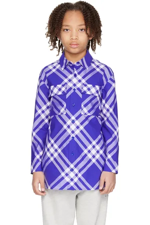 Burberry Kids Blue & White Check Shirt