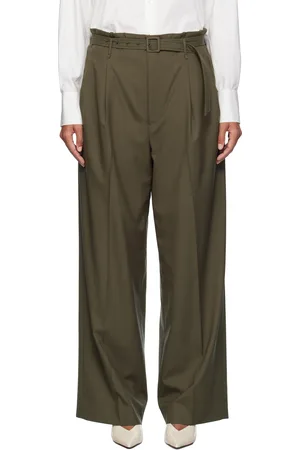 Auralee Khaki Super Fine Tropical Wool Trousers
