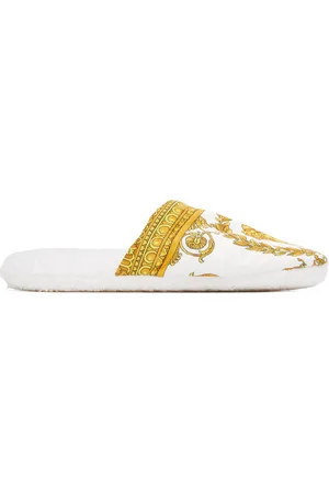 VERSACE White Baroque Slippers