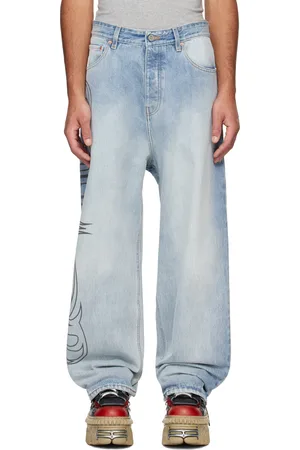 Vetements Blue Metal Logo Baggy Jeans