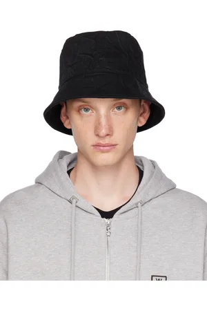 WOOYOUNGMI Black Crinkled Denim Bucket Hat