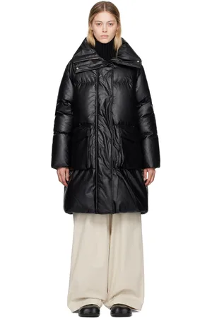 Maison Margiela Black Quilted Faux-Leather Down Coat