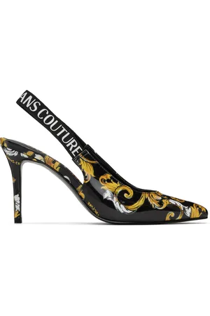 VERSACE Black Chain Couture Scarlett Slingback Heels