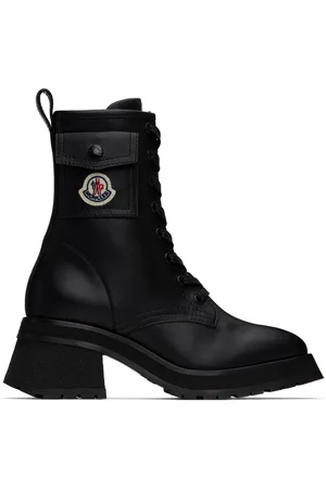 Moncler Black Gigi Leather Lace-Up Boots