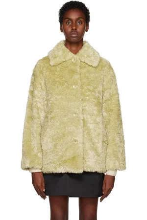 Proenza Schouler Green White Label Faux Rabbit Jacket