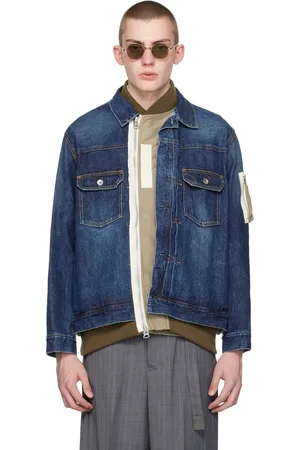SACAI Blue Layered Denim Bomber Jacket