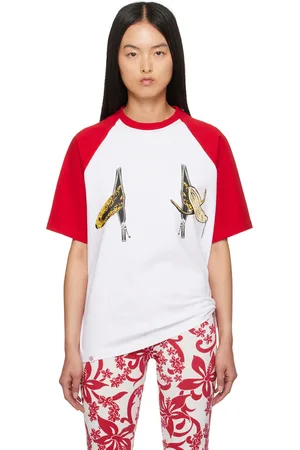 Charles Jeffrey Loverboy White & Red Graphic Raglan T-Shirt