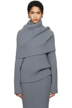ALAINPAUL Gray Covered Shoulders Turtleneck