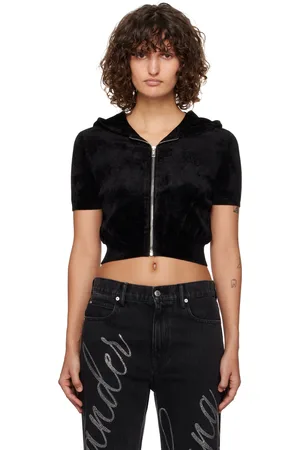 Alexander Wang Black Cropped Zip-Up Hoodie