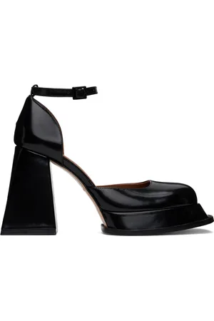 Shushu/Tong Black Round Toe Strap Heels