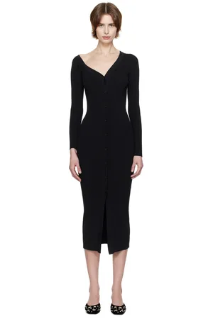 Staud Black Craftsman Sweater Midi Dress