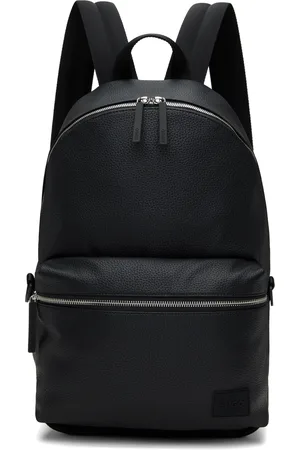 HUGO BOSS Black Faux-Leather Backpack