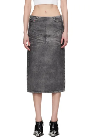 Diesel Gray De-Pra-S4 Denim Midi Skirt