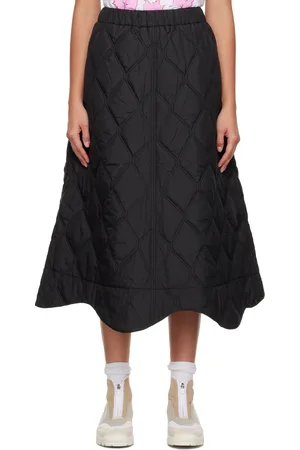 Ganni Black Quilted Midi Skirt