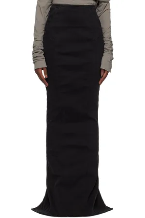 Entire Studios Black Channel Denim Maxi Skirt