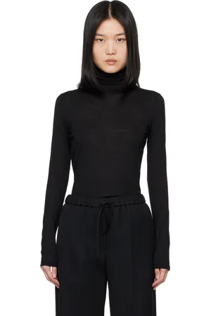 Jil Sander Black Bonded Logo Turtleneck