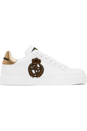 Dolce & Gabbana White Calfskin Nappa Portofino Sneakers