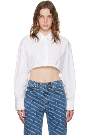 Alexander Wang White Cropped Drawstring Shirt