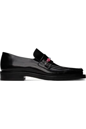 MARTINE ROSE Black Beaded Square Toe Loafers