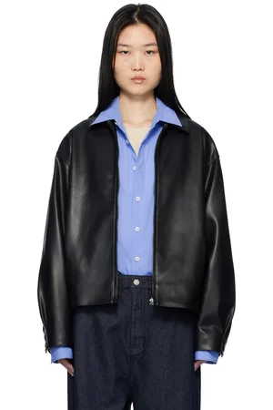 LE 17 SEPTEMBRE Spread Collar Faux-Leather Jacket