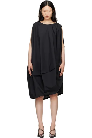 Issey Miyake Black Bubble Solid Midi Dress