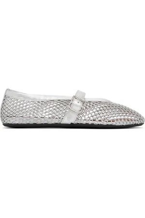 Alaïa Silver Fishnet Ballerina Flats