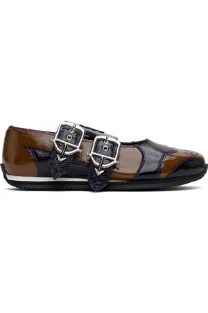 Chopova Lowena Black & Brown Doris Buckle Ballerina Flats