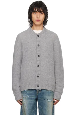Palm Angels Gray Curved Logo Cardigan