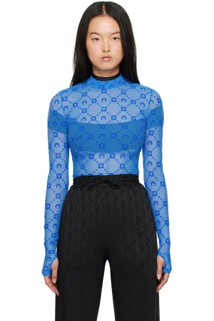 Marine Serre SSENSE Exclusive Blue Moonogram Second Skin Turtleneck