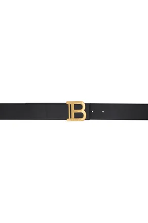 Balmain Black Leather B Belt
